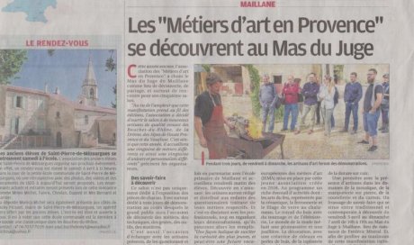 Article dans le journal La Provence jeudi 4 avril 2019